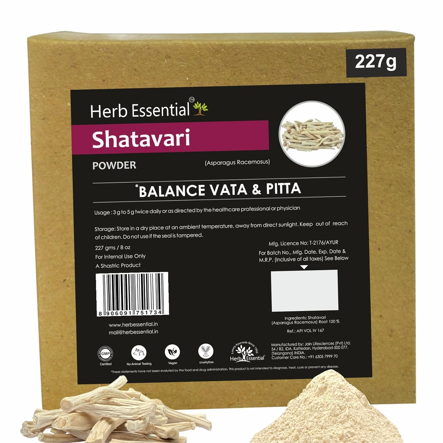 Herb Essential Pure Organic Shatavari