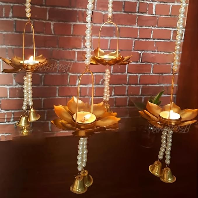 Brass Lotus Hanging Diya