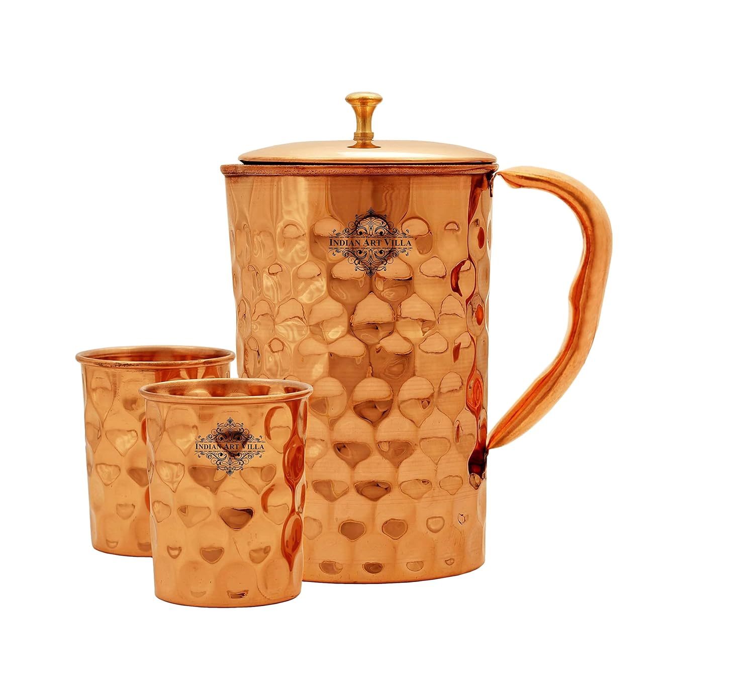 INDIAN ART VILLA Pure Copper Drinkware Gift Set